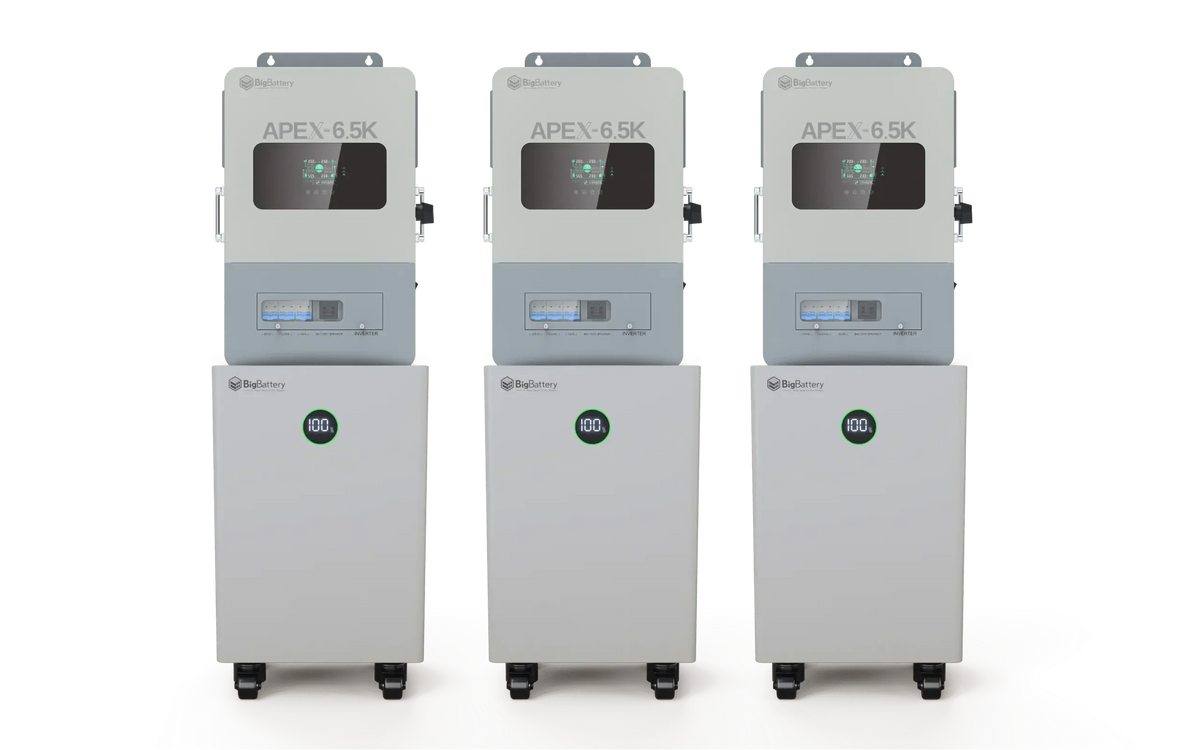 BigBattery NEXUS 51.2V 15kWH LiFePO4 Battery + APEX 6.5K Off-Grid Inverter